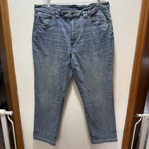 Duluth Trading Ballroom Double Flex Jeans Mens Size 40x32 Blue Denim Relaxed Fit